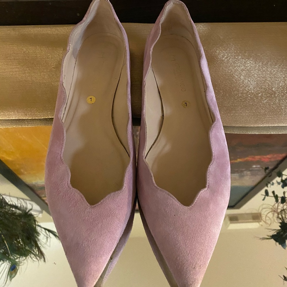 Pink suede flats